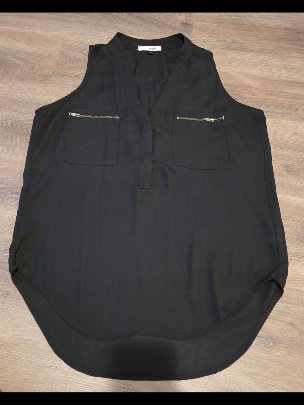 MNK Black Zip-Pocket Sleeveless V-Neck Camisole